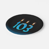 103e verjaardag met verlichte kaarsnummers papieren bordje (Gekanteld)
