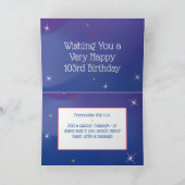 103e verjaardag - Sterrennummers - Blauw - Leeftij Kaart (Binnen)