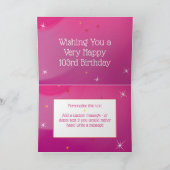 103e verjaardag - Sterrennummers - Roze - 103 jaar Kaart (Binnen)