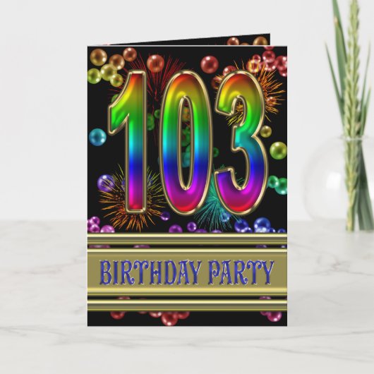 103e verjaardag Uitnodiging (Voorkant)
