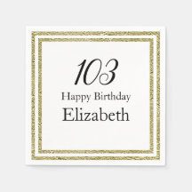 103e verjaardag Witte en Gouden Servet