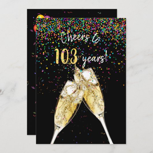 103e verjaardagsfeestje kaart (Voorkant / Achterkant)