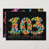 103e verjaardagsfeestje, met bubbels en ballen kaart (Voorkant / Achterkant)