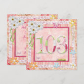 103e verjaardagsfeestje scrapbooking stijl kaart (Voorkant / Achterkant)