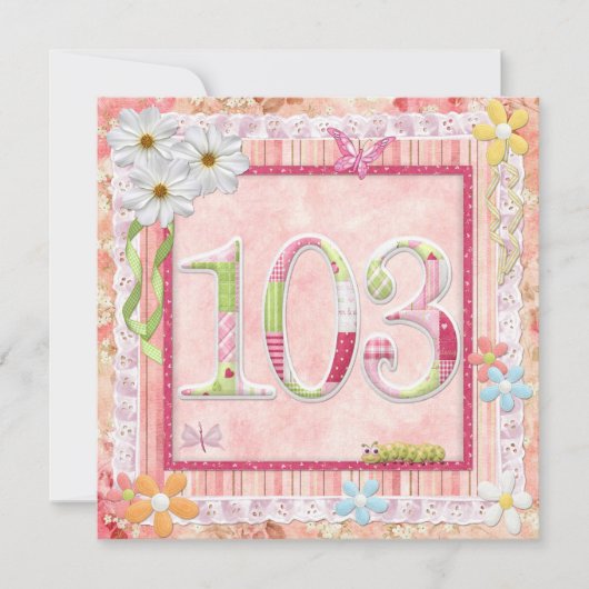103e verjaardagsfeestje scrapbooking stijl kaart (Voorkant)