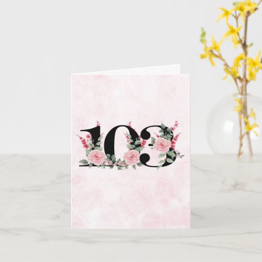 103e Wenskaart - Bloemenleeftijd 103 Kaart (Gele Bloem)