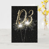 103rd Birthday Sparkler op zwart Kaart (Gele Bloem)