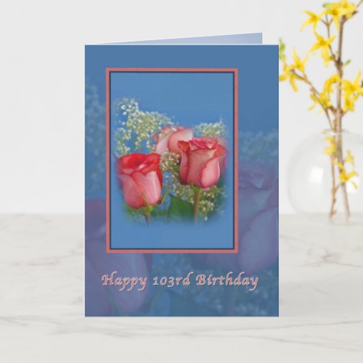 103ste Verjaardag, Rode Rozen Kaart (Gele Bloem)