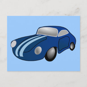 10406-klassiek-auto-vector BLAUW CLASSIC CAR GROUN Briefkaart