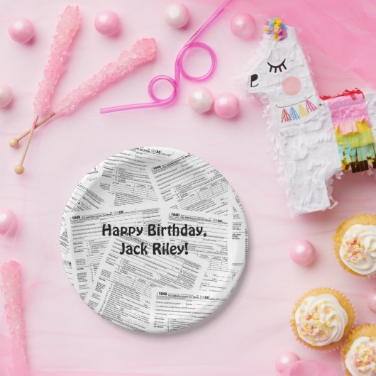1040 Inkomstenbelastingformulier Birthday Papieren Bordje (Feest)