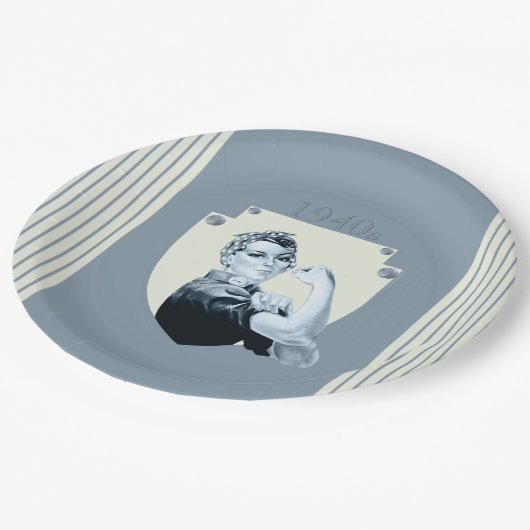 1040 retro-oorlogsvrouw papieren bordje (Gekanteld)
