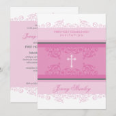 104 Gina :: COMMUNION INVITES :: krullen 2P Kaart (Voorkant / Achterkant)