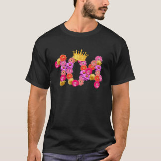 104 jaar oude verjaardag bloem kroon zijn mijn 104 t-shirt
