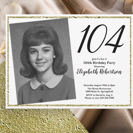 104e aangepaste foto wit en goud kaart