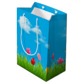 104e verjaardag Tulpen Medium Gift Bag Cadeauzakje (Achterkant Gekanteld)