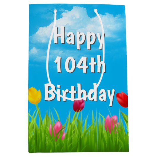 104e verjaardag Tulpen Medium Gift Bag Medium Cadeauzakje (Voorkant)