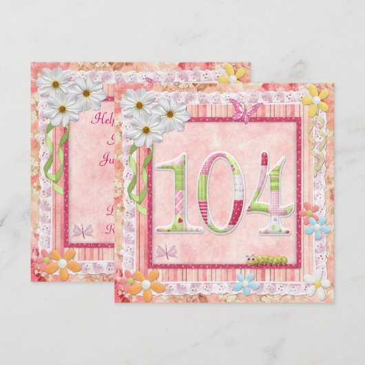 104e verjaardagsfeest scrapbooking stijl kaart (Voorkant / Achterkant)