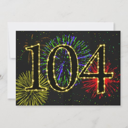 104e verjaardagsfeestje uitnodigen kaart (Voorkant)
