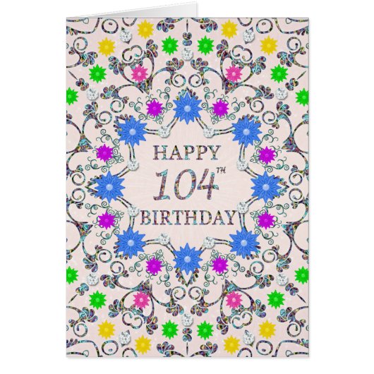 104th Birthday Abstract Flowers (Voorkant)