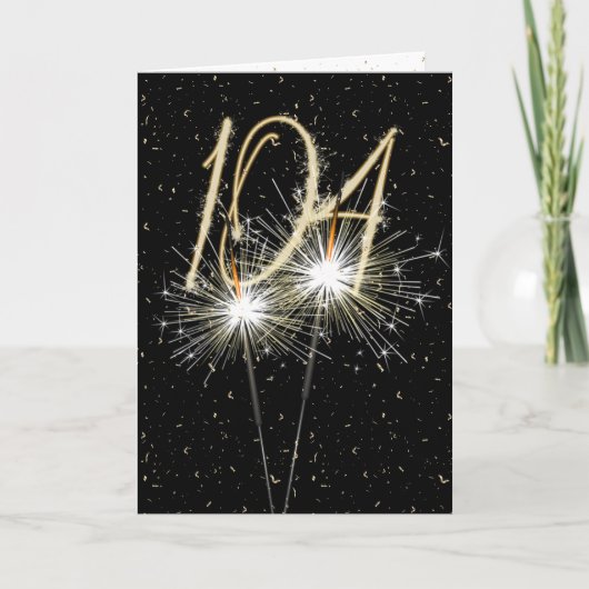 104th Birthday Sparkler op zwart Kaart (Voorkant)