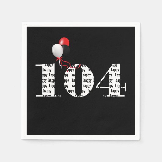 104th Verjaardagsfeestballonnen Servet (Voorkant)