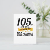 105 jaar en nog steeds verjaardagen briefkaart (Staand voorkant)