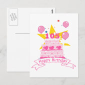 105 jaar oude Birthday Cake Briefkaart (Voorkant / Achterkant)