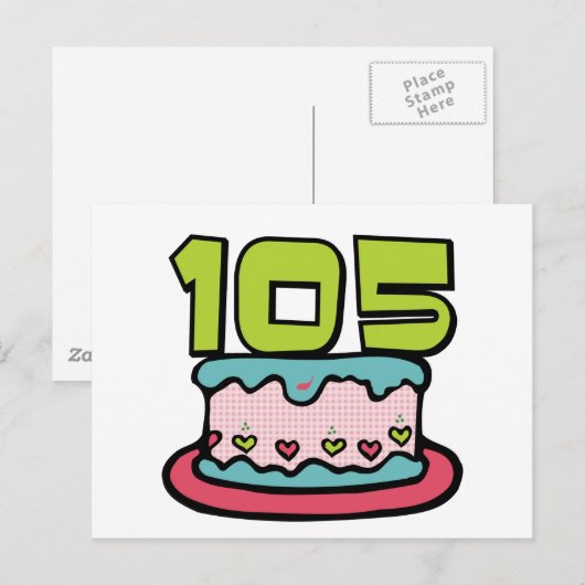 105 jaar oude Birthday Cake Briefkaart (Voorkant / Achterkant)