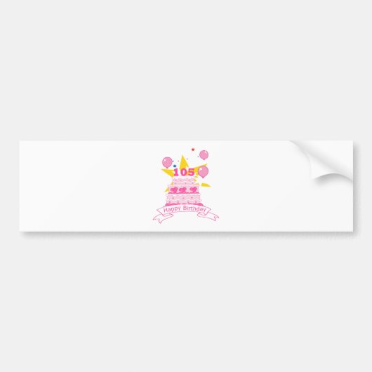 105 jaar oude Birthday Cake Bumpersticker (Voorkant)