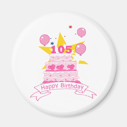 105 jaar oude Birthday Cake Magneet (Voorkant)
