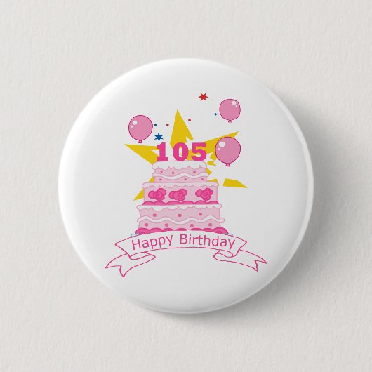 105 jaar oude Birthday Cake Ronde Button 5,7 Cm (Voorkant)
