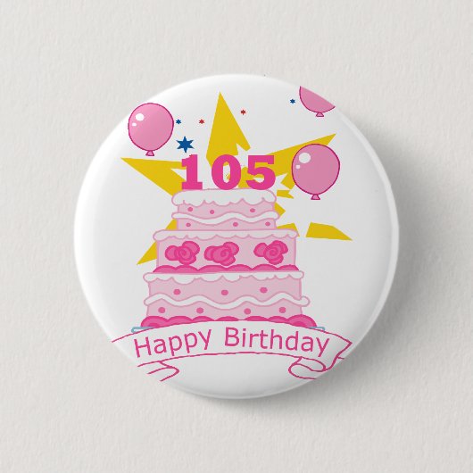 105 jaar oude Birthday Cake Ronde Button 5,7 Cm (Voorkant)