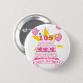 105 jaar oude Birthday Cake Ronde Button 5,7 Cm (Voorkant /achterkant)