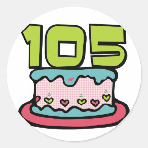 105 jaar oude Birthday Cake Ronde Sticker
