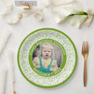 105 Uw foto Willekeurige Nummer Patroon Groen/Wit Papieren Bordje