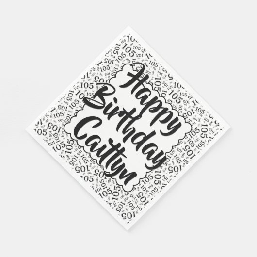 105 Verjaardag Nummer Patroon Scallops Zwart/Wit Servet (Hoek)