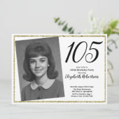 105e aangepaste foto wit en goud kaart (Staand voorkant)