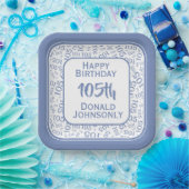 105e Partij Willekeurige Nummer Patroon Blauw/Wit Papieren Bordje (Feest)