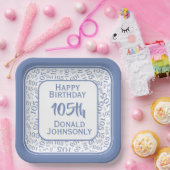 105e Partij Willekeurige Nummer Patroon Blauw/Wit Papieren Bordje (Feest)