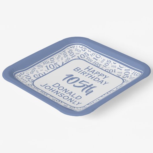 105e Partij Willekeurige Nummer Patroon Blauw/Wit Papieren Bordje (Gebogen)