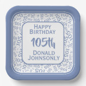 105e Partij Willekeurige Nummer Patroon Blauw/Wit Papieren Bordje (Voorkant)