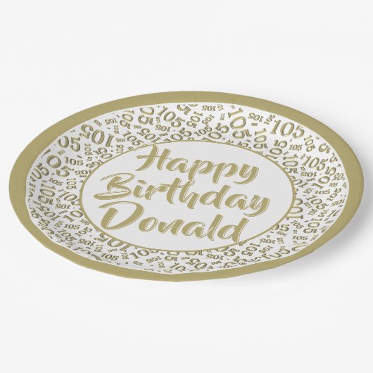 105e Partij Willekeurige Nummer Patroon Goud/Wit Papieren Bordje (Gekanteld)