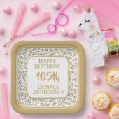 105e Partij Willekeurige Nummer Patroon Goud/Wit Papieren Bordje (Feest)