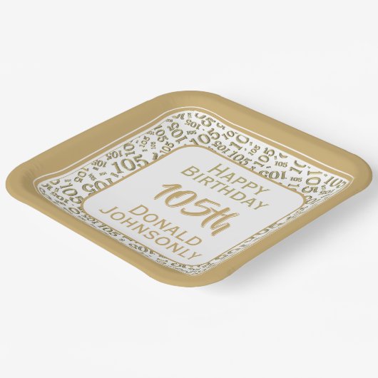 105e Partij Willekeurige Nummer Patroon Goud/Wit Papieren Bordje (Gebogen)