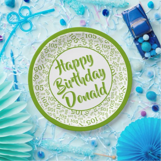 105e Partij Willekeurige Nummer Patroon Groen/Wit Papieren Bordje (Feest)