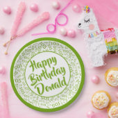 105e Partij Willekeurige Nummer Patroon Groen/Wit Papieren Bordje (Feest)