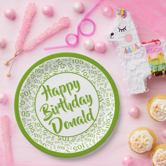 105e Partij Willekeurige Nummer Patroon Groen/Wit Papieren Bordje (Feest)