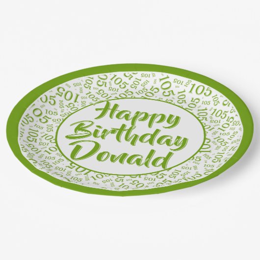 105e Partij Willekeurige Nummer Patroon Groen/Wit Papieren Bordje (Gekanteld)