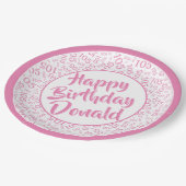 105e Partij Willekeurige Nummer Patroon Roze/Wit Papieren Bordje (Gekanteld)