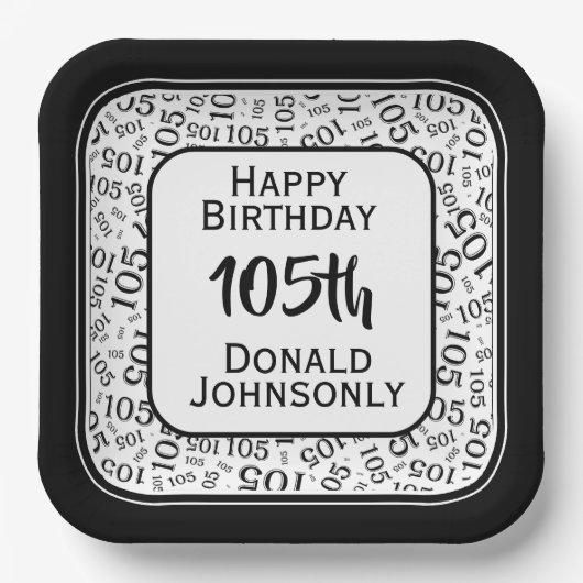 105e Partij Willekeurige Nummer Patroon Zwart/Wit Papieren Bordje (Voorkant)